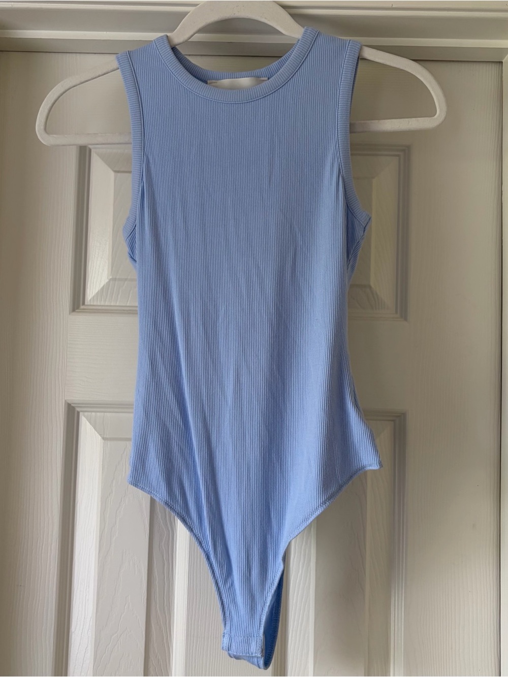 The Impeccable Pig Light Blue Ribbed Sleeveless Bodysuit